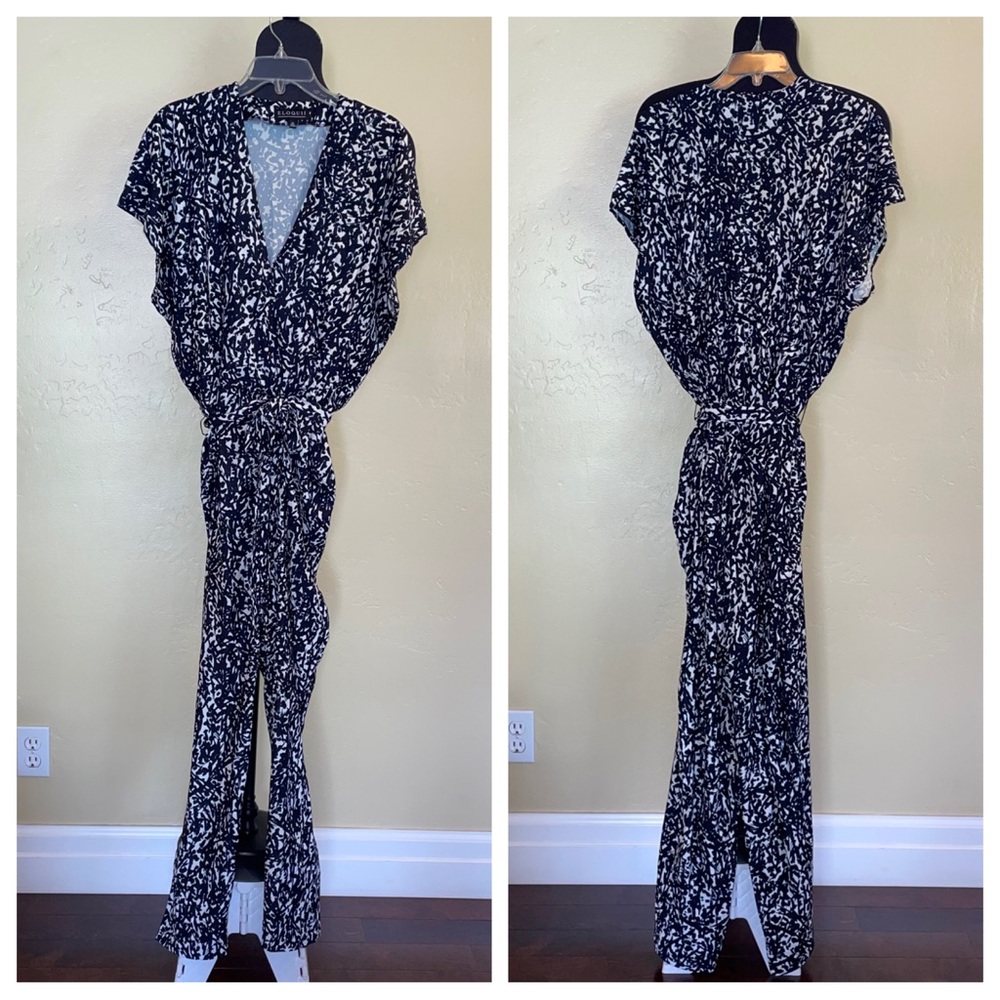 Eloquii Jumpsuit Black White Abstract Size 14